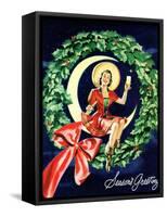 "Seasons Greetings" Retro Christmas Beer Advertisement-Piddix-Framed Stretched Canvas