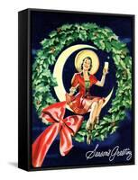 "Seasons Greetings" Retro Christmas Beer Advertisement-Piddix-Framed Stretched Canvas