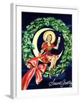 "Seasons Greetings" Retro Christmas Beer Advertisement-Piddix-Framed Art Print