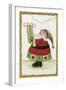 Seasons Greetings Santa and Present-Beverly Johnston-Framed Giclee Print