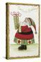 Seasons Greetings Santa and Present-Beverly Johnston-Stretched Canvas