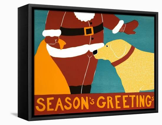 Seasons Greetings Yellow-Stephen Huneck-Framed Stretched Canvas