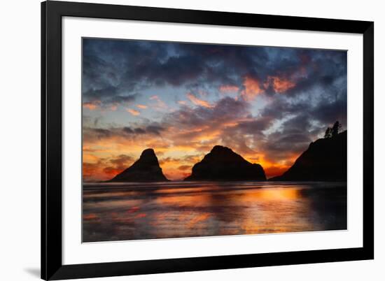 Seastack and headland at sunset, from Devil's Elbow State Park, Oregon-Adam Jones-Framed Photographic Print