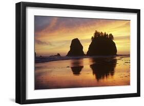 Seastacks at 2nd Beach, from Lapush, at Sunset-null-Framed Photographic Print