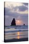 Seastacks at Sunset, Cannon Beach, Oregon, USA-Jamie & Judy Wild-Stretched Canvas