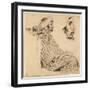 Seated Arab, a Chalk Drawing with Watercolour-Eugene Delacroix-Framed Art Print