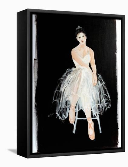 Seated Ballerina with silver crown 2015-Susan Adams-Framed Stretched Canvas