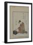 Seated Beauty, Edo Period (Woodblock Colour Print)-Suzuki Harunobu-Framed Giclee Print