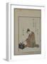 Seated Beauty, Edo Period (Woodblock Colour Print)-Suzuki Harunobu-Framed Giclee Print