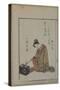 Seated Beauty, Edo Period (Woodblock Colour Print)-Suzuki Harunobu-Stretched Canvas