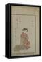 Seated Beauty, Edo Period (Woodblock Colour Print)-Suzuki Harunobu-Framed Stretched Canvas