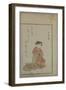 Seated Beauty, Edo Period (Woodblock Colour Print)-Suzuki Harunobu-Framed Giclee Print