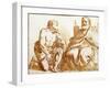 Seated Bishop and Kneeling Saint-Guercino-Framed Giclee Print