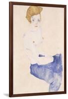 Seated Blue Nude, 1911-Egon Schiele-Framed Giclee Print