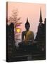 Seated Buddha Statue, Wat Mahathat, Sukhothai, Thailand-Rob Mcleod-Stretched Canvas