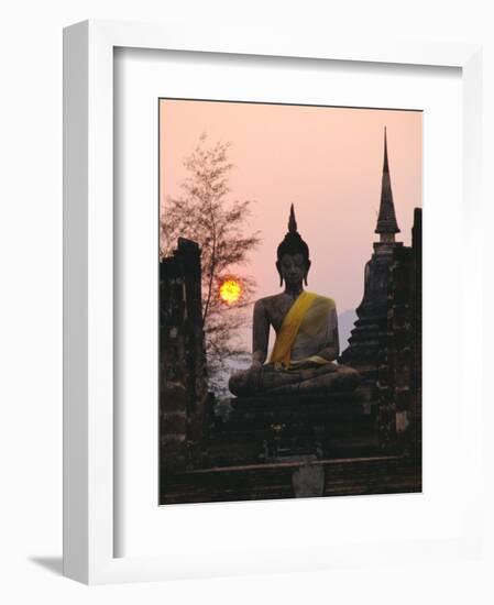 Seated Buddha Statue, Wat Mahathat, Sukhothai, Thailand-Rob Mcleod-Framed Photographic Print