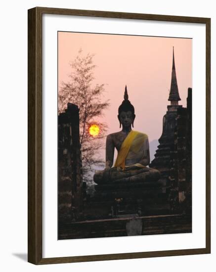 Seated Buddha Statue, Wat Mahathat, Sukhothai, Thailand-Rob Mcleod-Framed Photographic Print