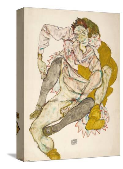 Seated Couple, 1915-Egon Schiele-Stretched Canvas