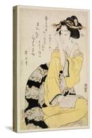 Seated Courtesan with a Book, C.1804-29-Kikugawa Toshinobu Eizan-Stretched Canvas