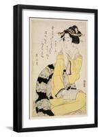 Seated Courtesan with a Book, C.1804-29-Kikugawa Toshinobu Eizan-Framed Giclee Print