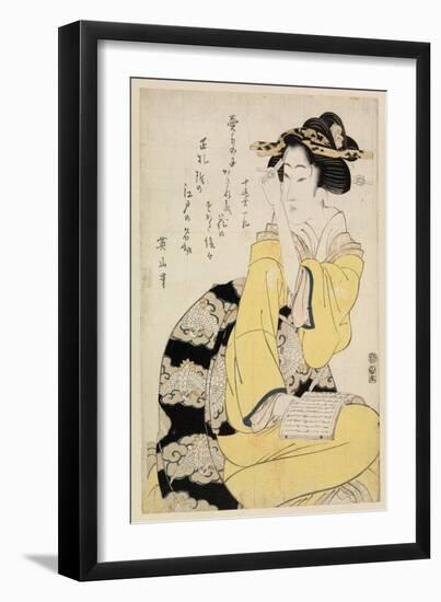 Seated Courtesan with a Book, C.1804-29-Kikugawa Toshinobu Eizan-Framed Giclee Print