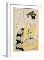 Seated Courtesan with a Book, C.1804-29-Kikugawa Toshinobu Eizan-Framed Giclee Print