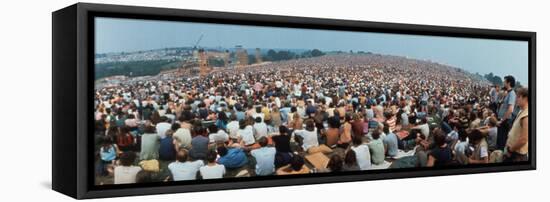 Seated Crowd Listening to Musicians Perform at Woodstock Music Festival-John Dominis-Framed Stretched Canvas