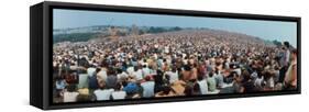 Seated Crowd Listening to Musicians Perform at Woodstock Music Festival-John Dominis-Framed Stretched Canvas