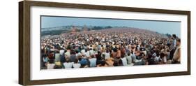 Seated Crowd Listening to Musicians Perform at Woodstock Music Festival-John Dominis-Framed Premium Photographic Print