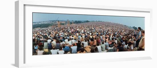 Seated Crowd Listening to Musicians Perform at Woodstock Music Festival-John Dominis-Framed Premium Photographic Print