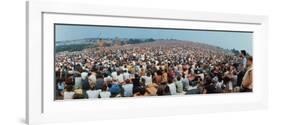 Seated Crowd Listening to Musicians Perform at Woodstock Music Festival-John Dominis-Framed Premium Photographic Print