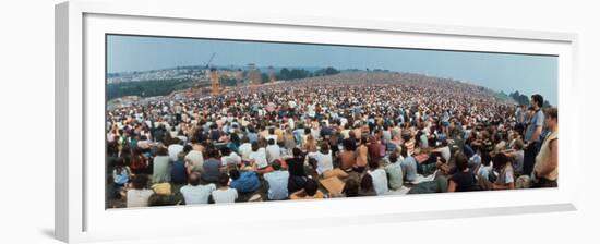 Seated Crowd Listening to Musicians Perform at Woodstock Music Festival-John Dominis-Framed Premium Photographic Print