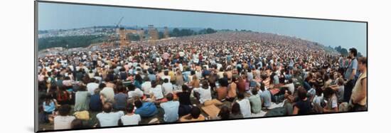 Seated Crowd Listening to Musicians Perform at Woodstock Music Festival-John Dominis-Mounted Photographic Print