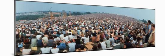 Seated Crowd Listening to Musicians Perform at Woodstock Music Festival-John Dominis-Mounted Photographic Print