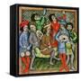 Seated Crowned Figure Surrounded by Musicians Playing the Lute, Bagpipes-null-Framed Stretched Canvas