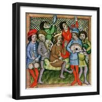 Seated Crowned Figure Surrounded by Musicians Playing the Lute, Bagpipes-null-Framed Giclee Print