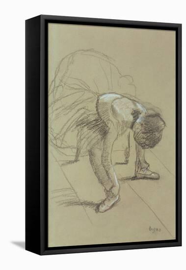 Seated Dancer Adjusting Her Shoes, circa 1890-Edgar Degas-Framed Stretched Canvas