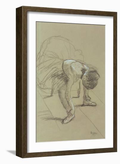 Seated Dancer Adjusting Her Shoes, circa 1890-Edgar Degas-Framed Giclee Print