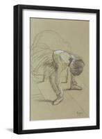 Seated Dancer Adjusting Her Shoes, circa 1890-Edgar Degas-Framed Giclee Print