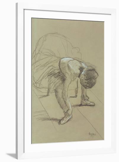 Seated Dancer Adjusting Her Shoes, circa 1890-Edgar Degas-Framed Giclee Print