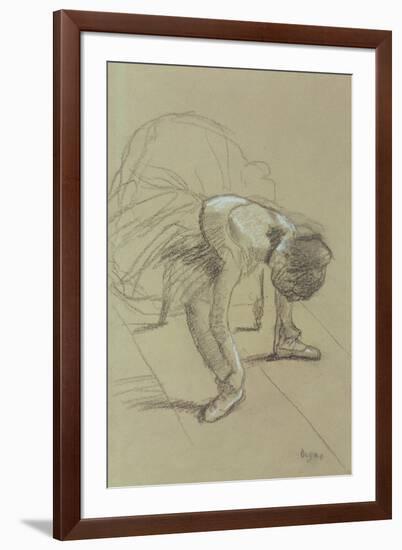 Seated Dancer Adjusting Her Shoes, circa 1890-Edgar Degas-Framed Giclee Print