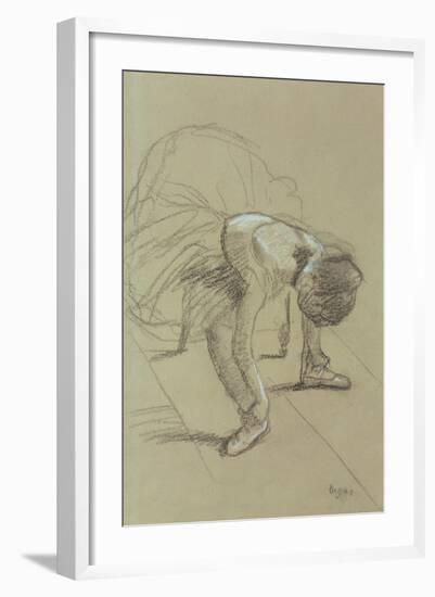 Seated Dancer Adjusting Her Shoes, circa 1890-Edgar Degas-Framed Giclee Print