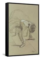 Seated Dancer Adjusting Her Shoes, circa 1890-Edgar Degas-Framed Stretched Canvas