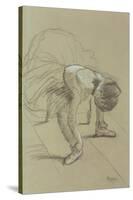 Seated Dancer Adjusting Her Shoes, circa 1890-Edgar Degas-Stretched Canvas