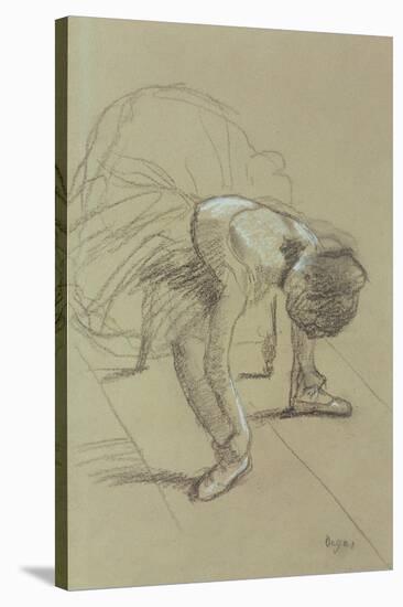 Seated Dancer Adjusting Her Shoes, circa 1890-Edgar Degas-Stretched Canvas