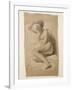 Seated Female Nude, 1847 (Black and White Chalk on Brown Paper)-John Everett Millais-Framed Giclee Print