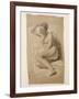 Seated Female Nude, 1847 (Black and White Chalk on Brown Paper)-John Everett Millais-Framed Giclee Print