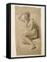 Seated Female Nude, 1847 (Black and White Chalk on Brown Paper)-John Everett Millais-Framed Stretched Canvas