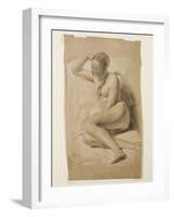 Seated Female Nude, 1847 (Black and White Chalk on Brown Paper)-John Everett Millais-Framed Giclee Print