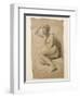 Seated Female Nude, 1847 (Black and White Chalk on Brown Paper)-John Everett Millais-Framed Premium Giclee Print